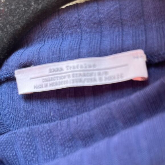 Zara Trafaluc blue ribbed sleeveless top, size Small - Picture 2 of 6